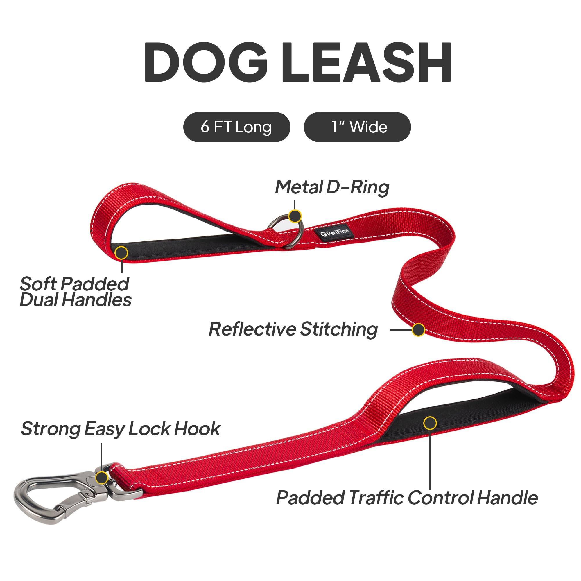 PetiFine heavy-duty leash with strong clip ensures secure control during energetic strolls.