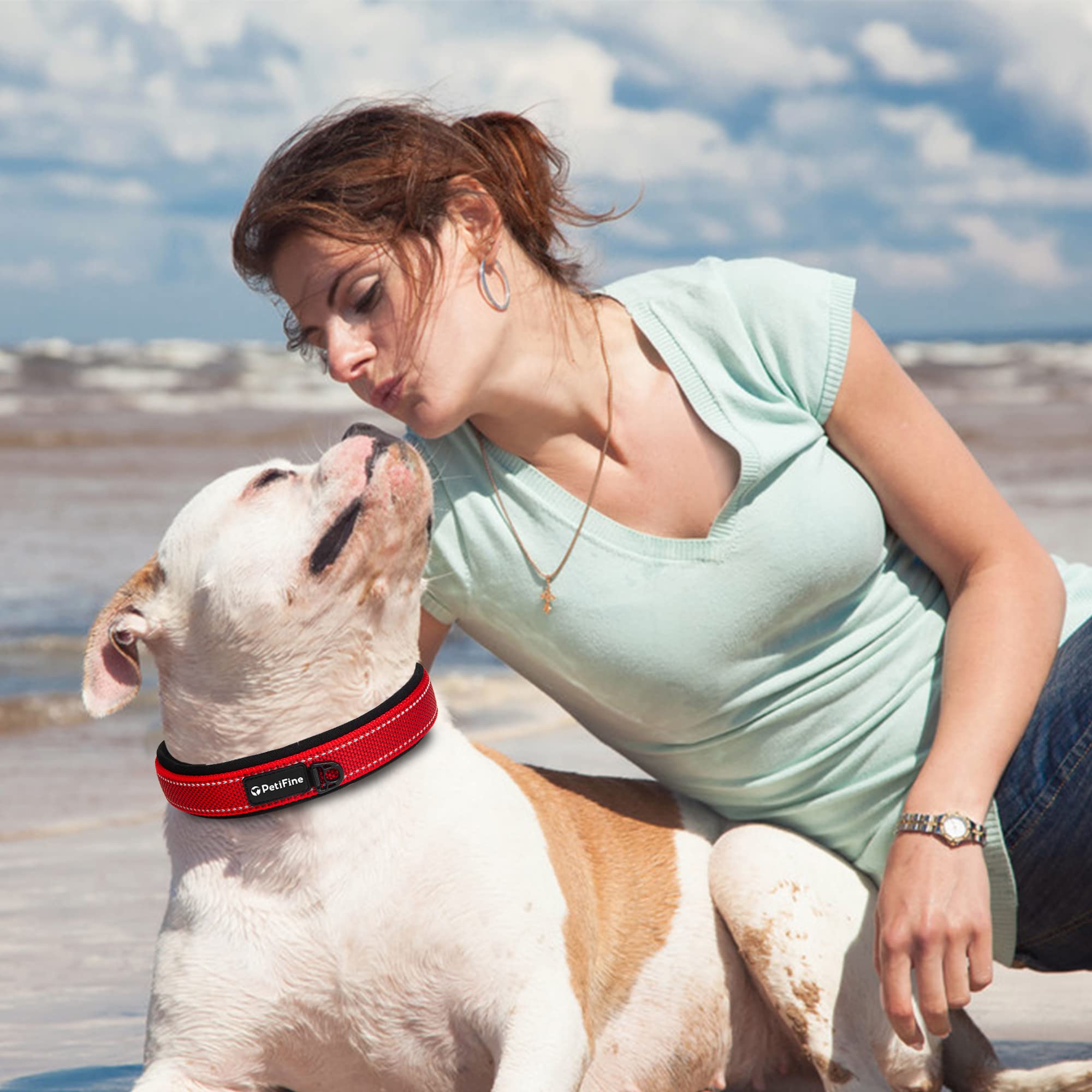 PetiFine night-walk reflective dog collar helps visibility at night.