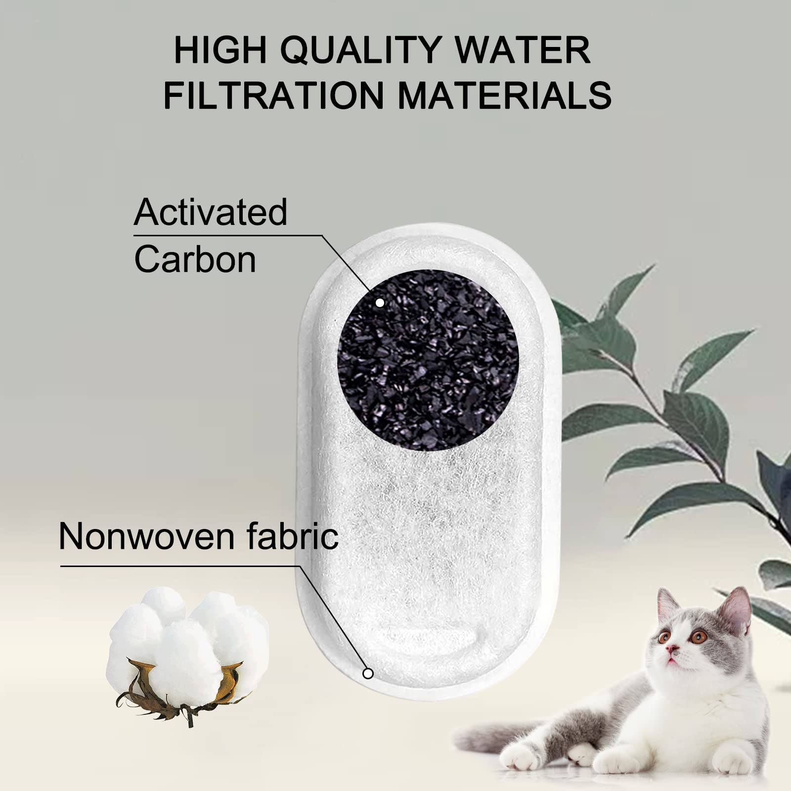 Petilog cat fountain filter sponges included for additional filtration.