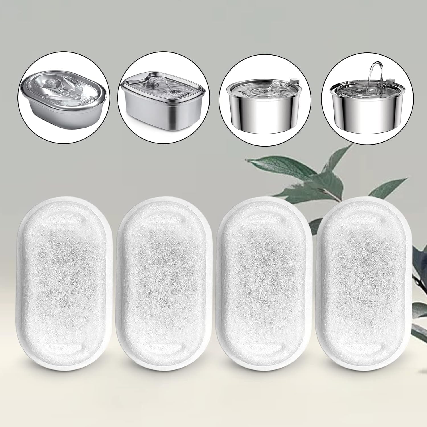 Petilog cat water fountain filter package shows 24 filters and 24 sponge filters for easy replacement