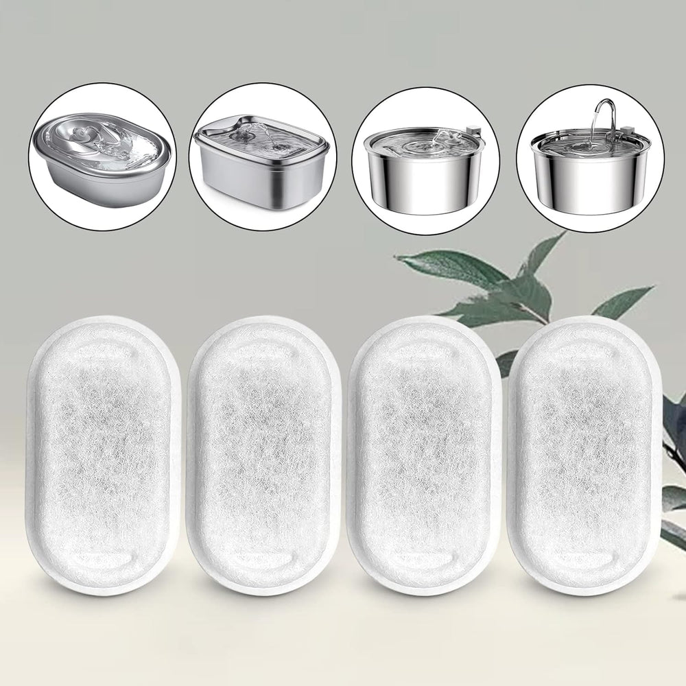 Petilog cat water fountain filter package shows 24 filters and 24 sponge filters for easy replacement