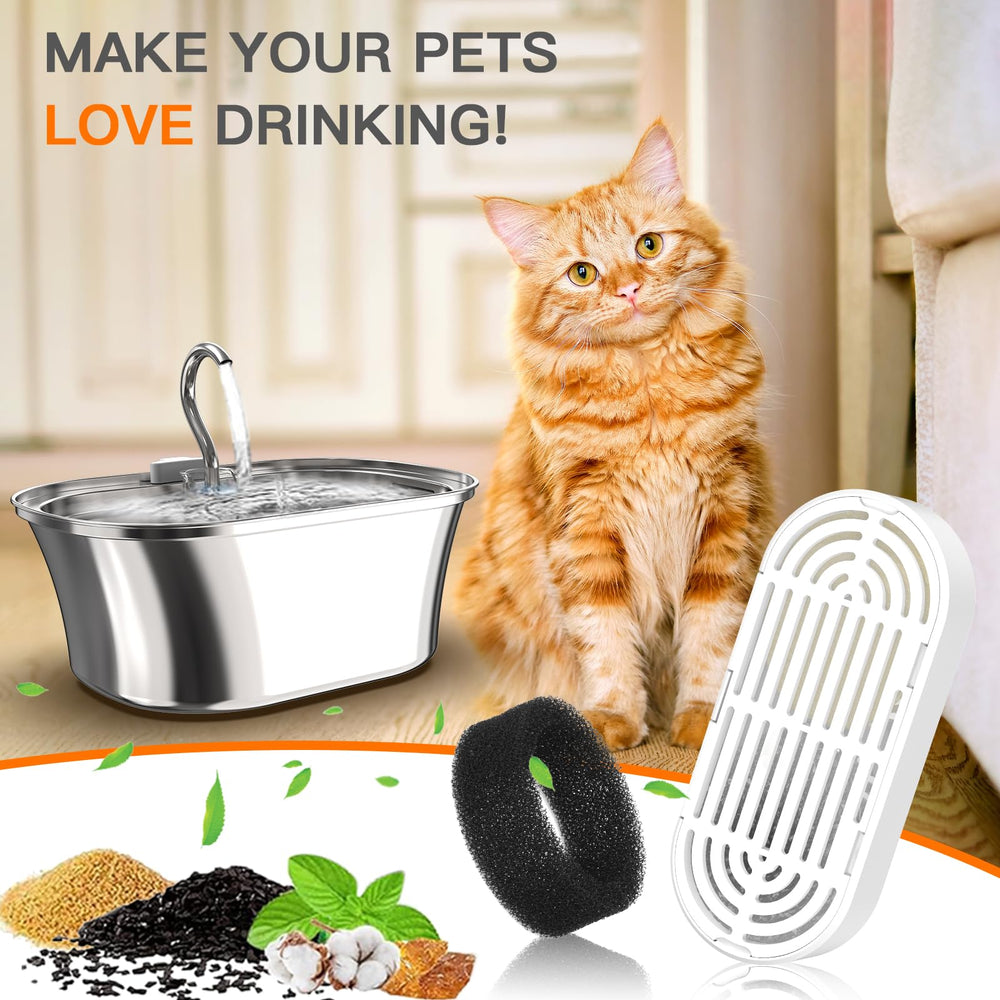 Petilog stainless steel cat fountain shows durable hydration station