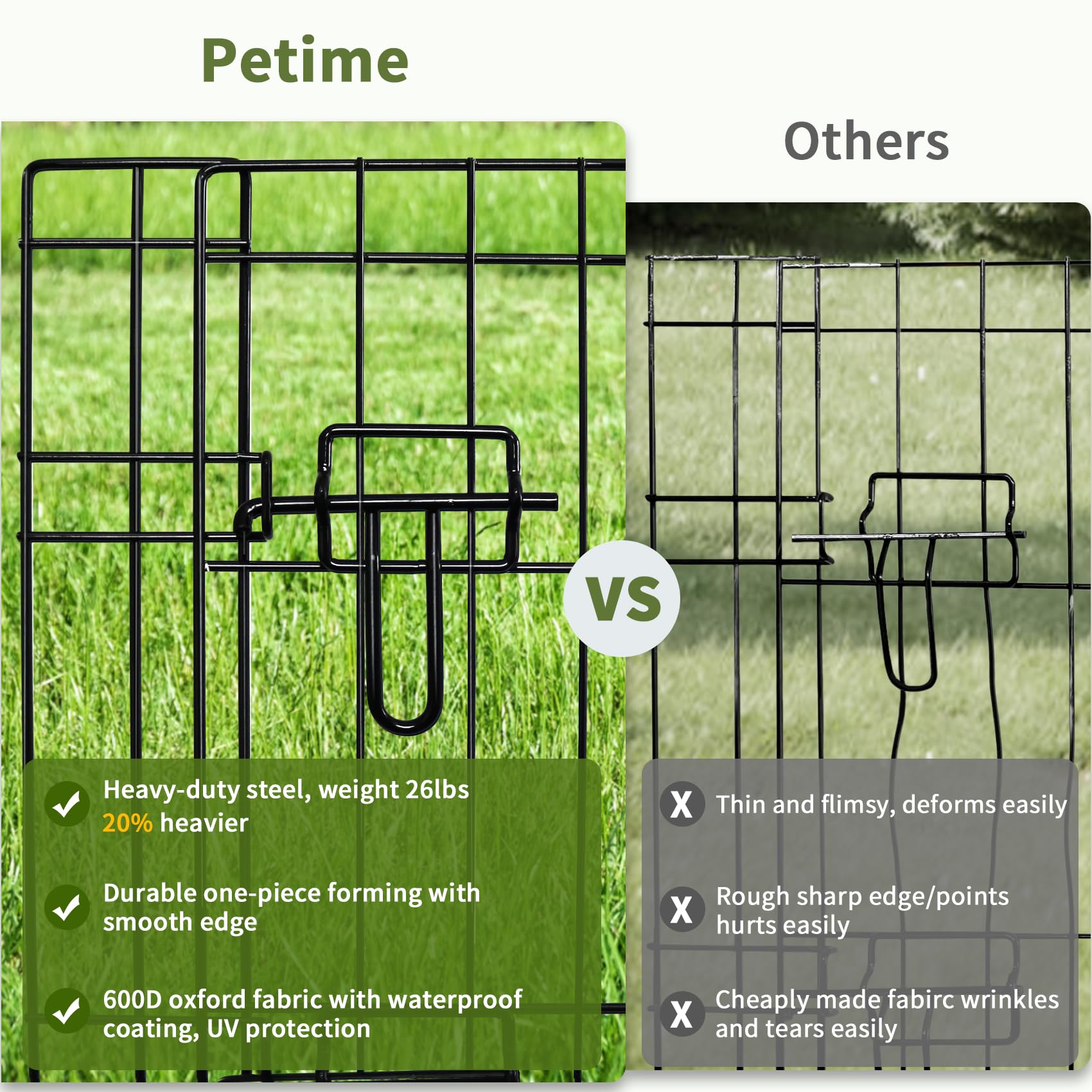 PETIME 36-inch height panel reduces escape risk during play.