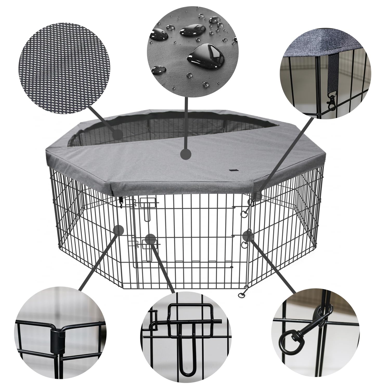 PETIME eight-panel dog playpen assembled for versatile indoor/outdoor use.