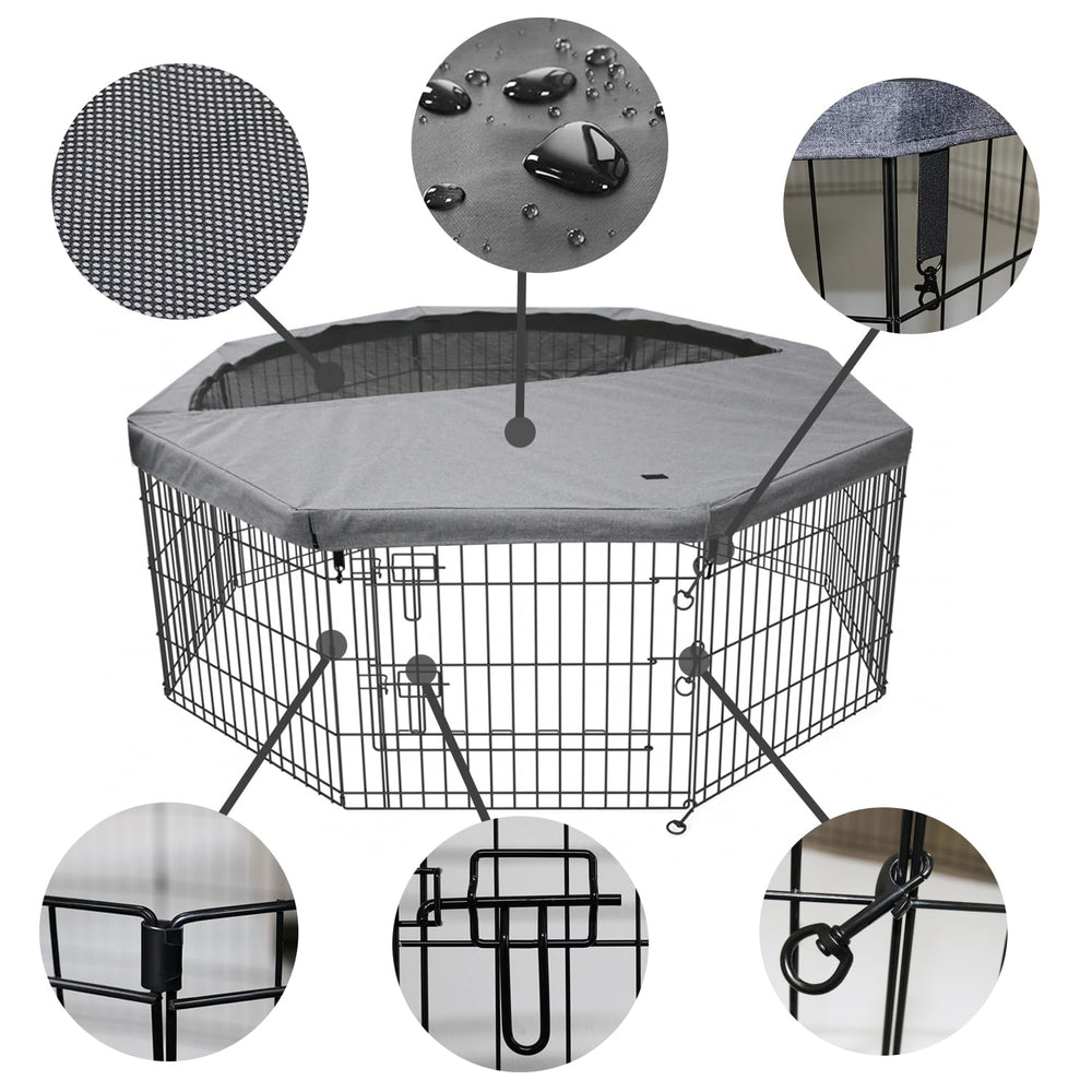 PETIME eight-panel dog playpen assembled for versatile indoor/outdoor use.