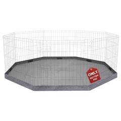 PETIME bottom pad attached to 24-inch-wide eight-panel playpen for spill protection and stable fit.