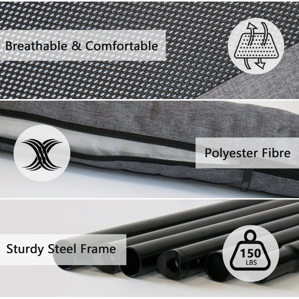 PETIME breathable mesh panel promotes airflow for comfortable lounging indoors or outside.