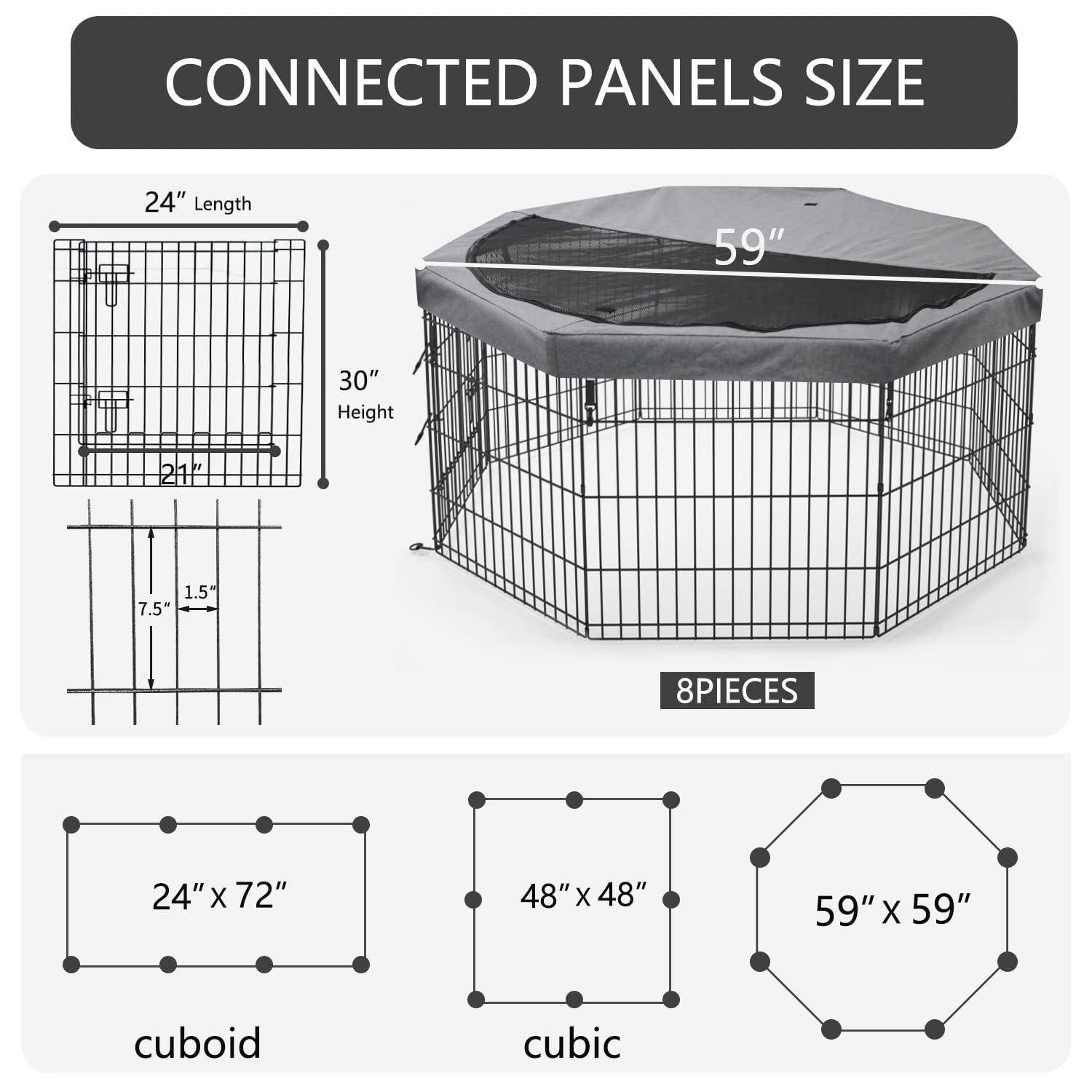 PETIME foldable dog pen mesh closeup highlights visibility for supervision.