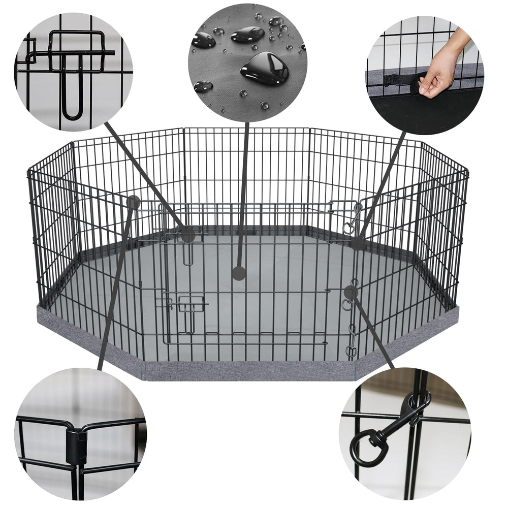 PETIME foldable dog pen side panel highlights tool-free setup for quick containment.