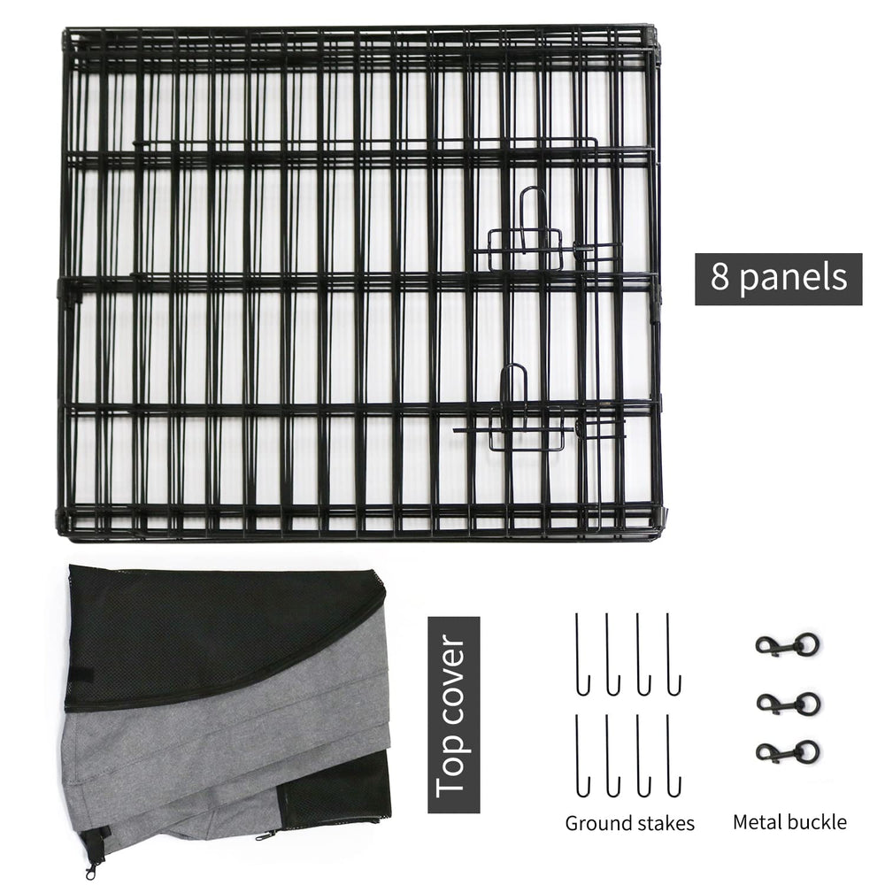 PETIME ground stakes secure the pen for outdoor stability and wind resistance.