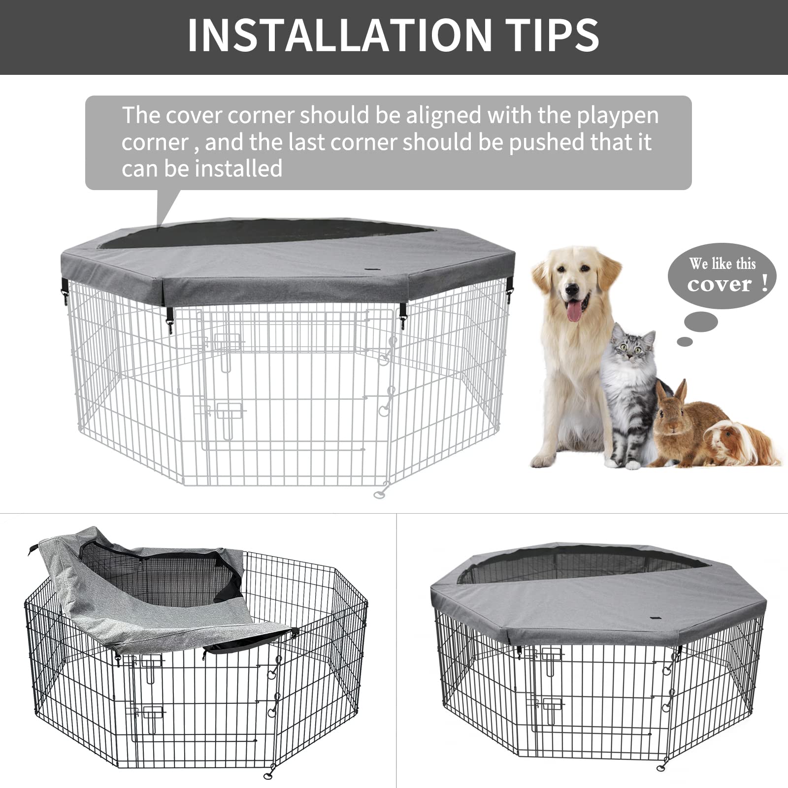 PETIME top cover prevents escape while keeping pets visible