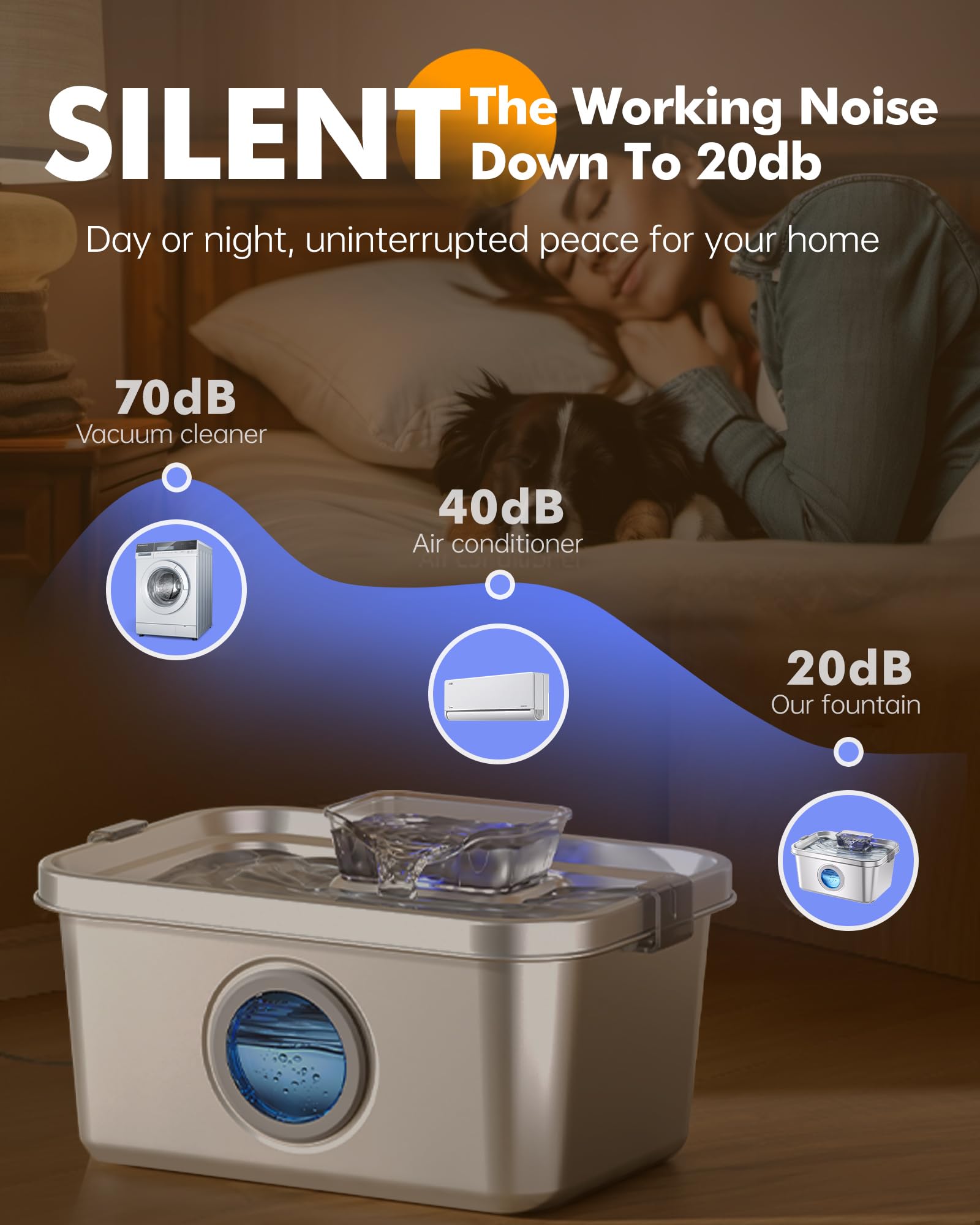 PETIMI anti-tip lock design keeps fountain stable and spill-free.