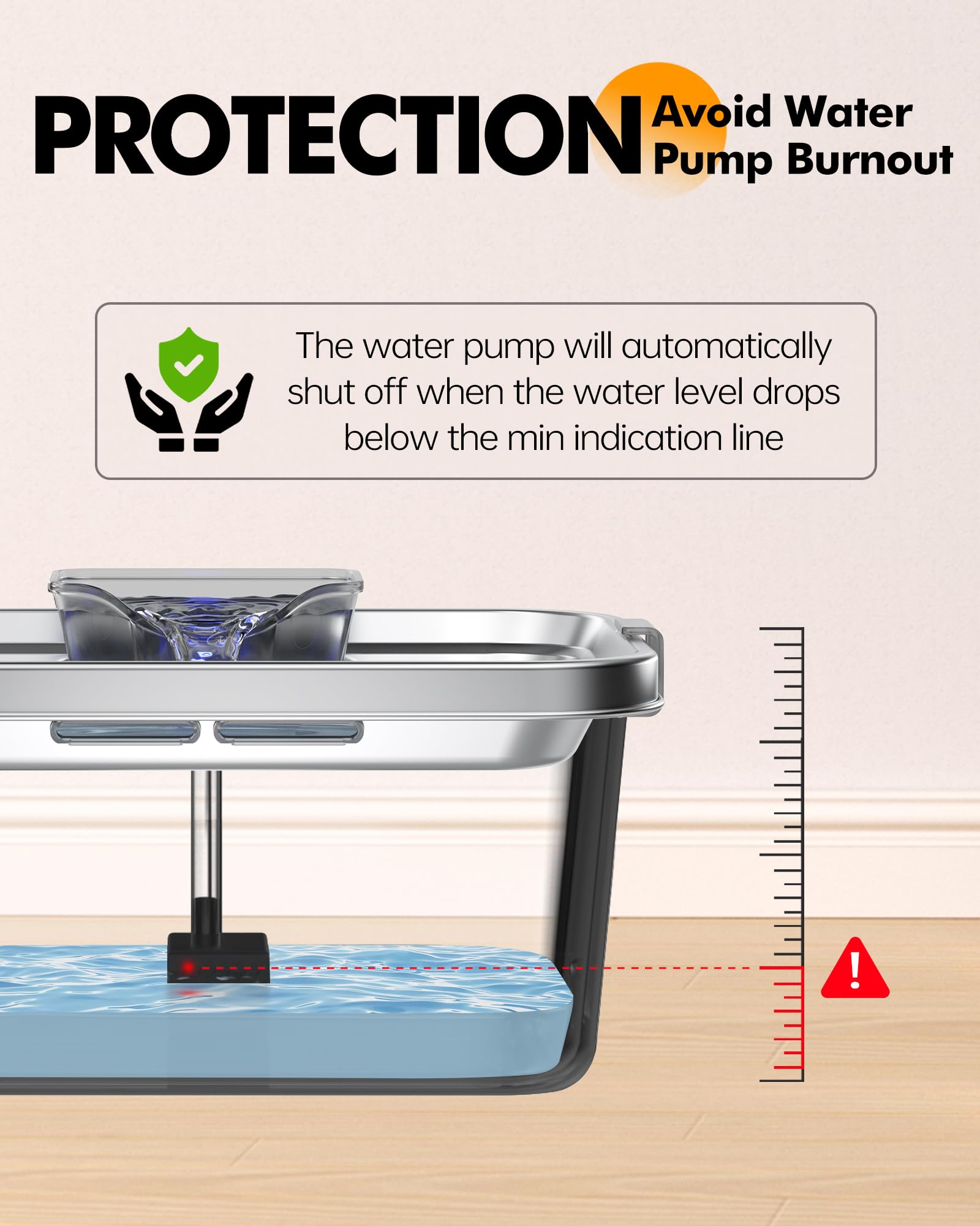 PETIMI smart water pump protection prevents dry burn damage.