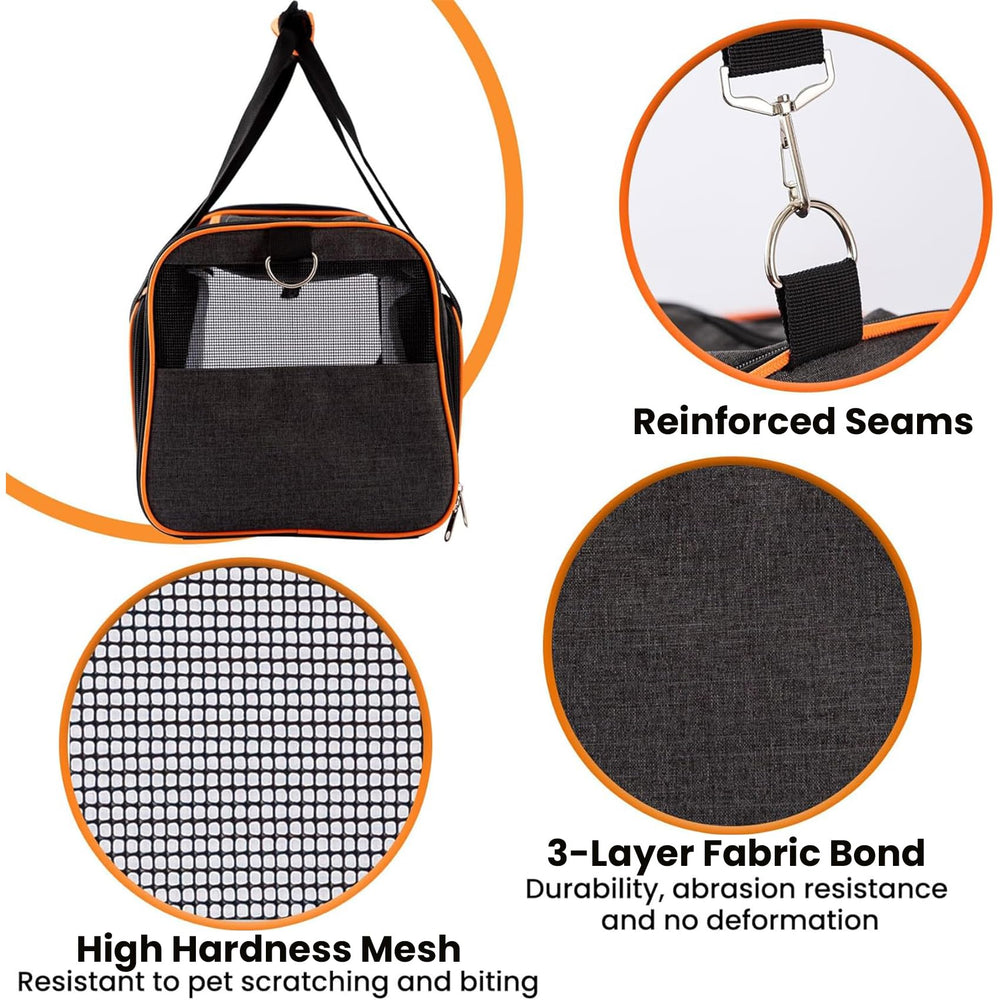 Petinstinct 3-layer bonded fabric provides odorless, durable travel wear.