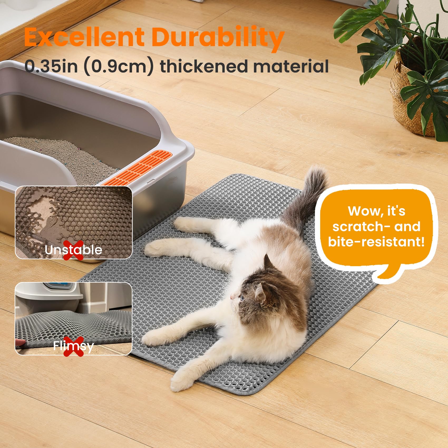 Petinstinct eva material cat litter mat 0-35 inch thick durable and soft