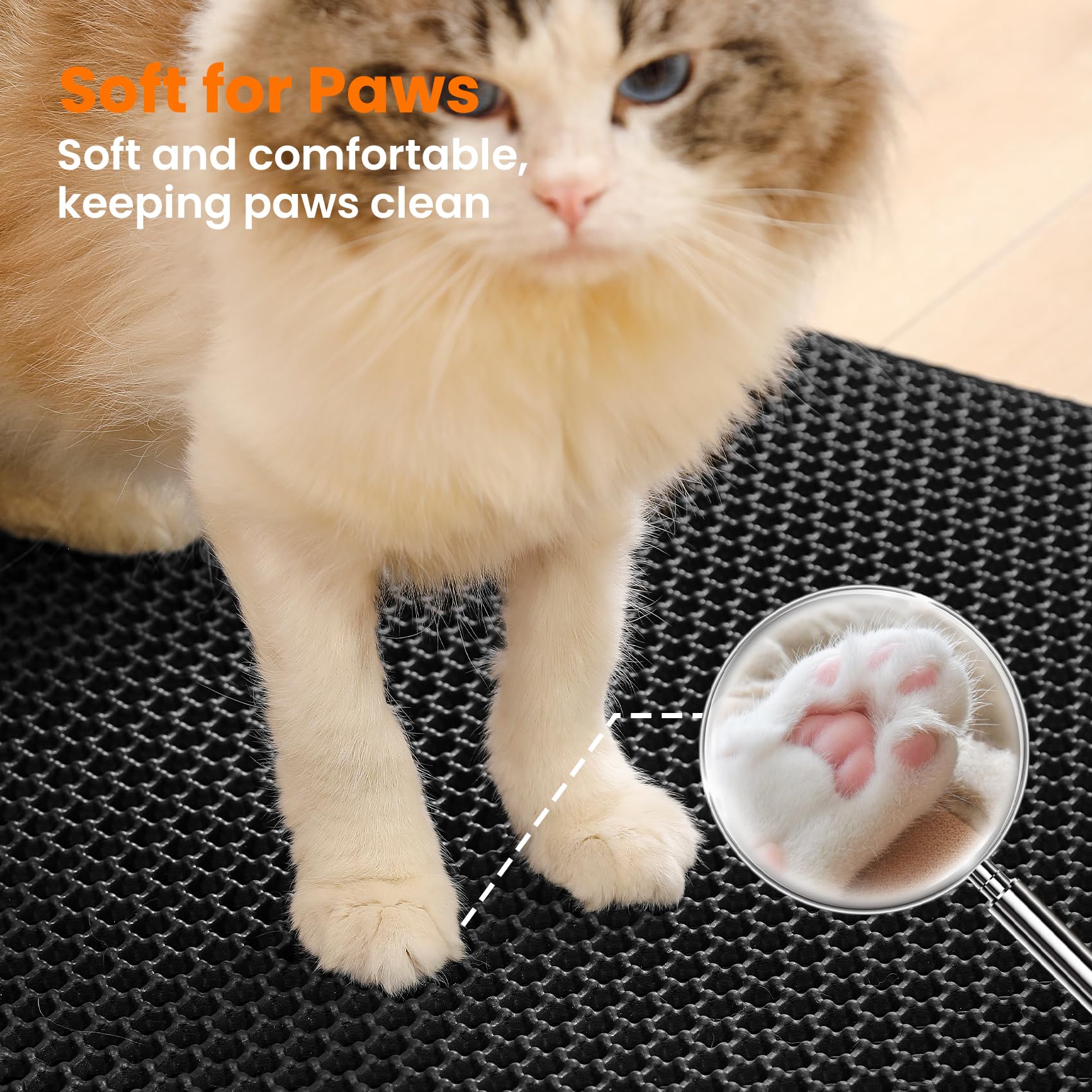 Petinstinct Jumbo Cat Litter Mat easy-clean design rinses or vacuums quickly.