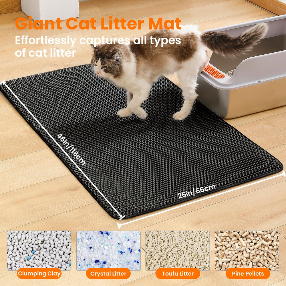 Petinstinct Jumbo Cat Litter Mat honeycomb top layer traps litter efficiently for easy cleanup.