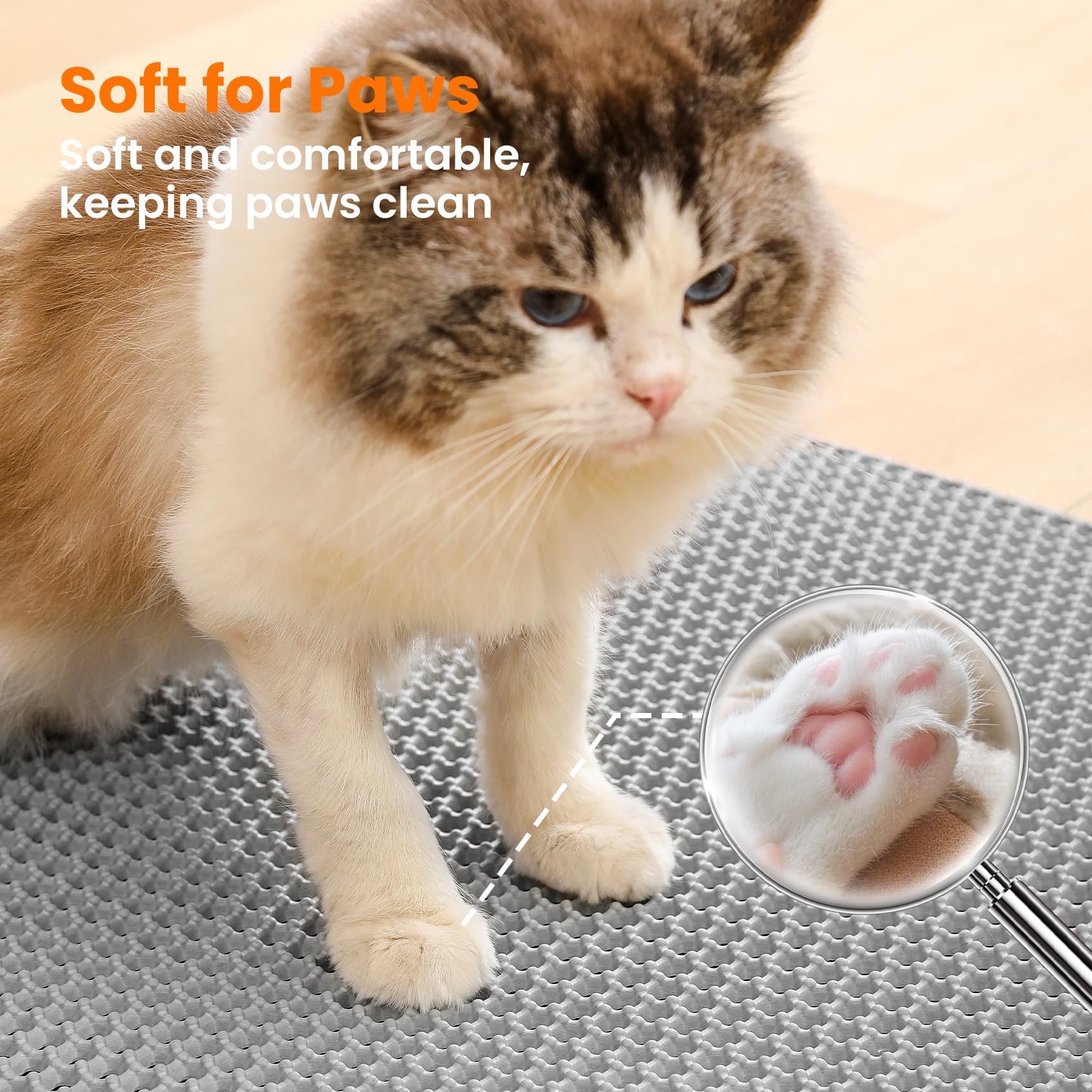 Petinstinct Jumbo Litter Mat non-slip bottom keeps mat in place