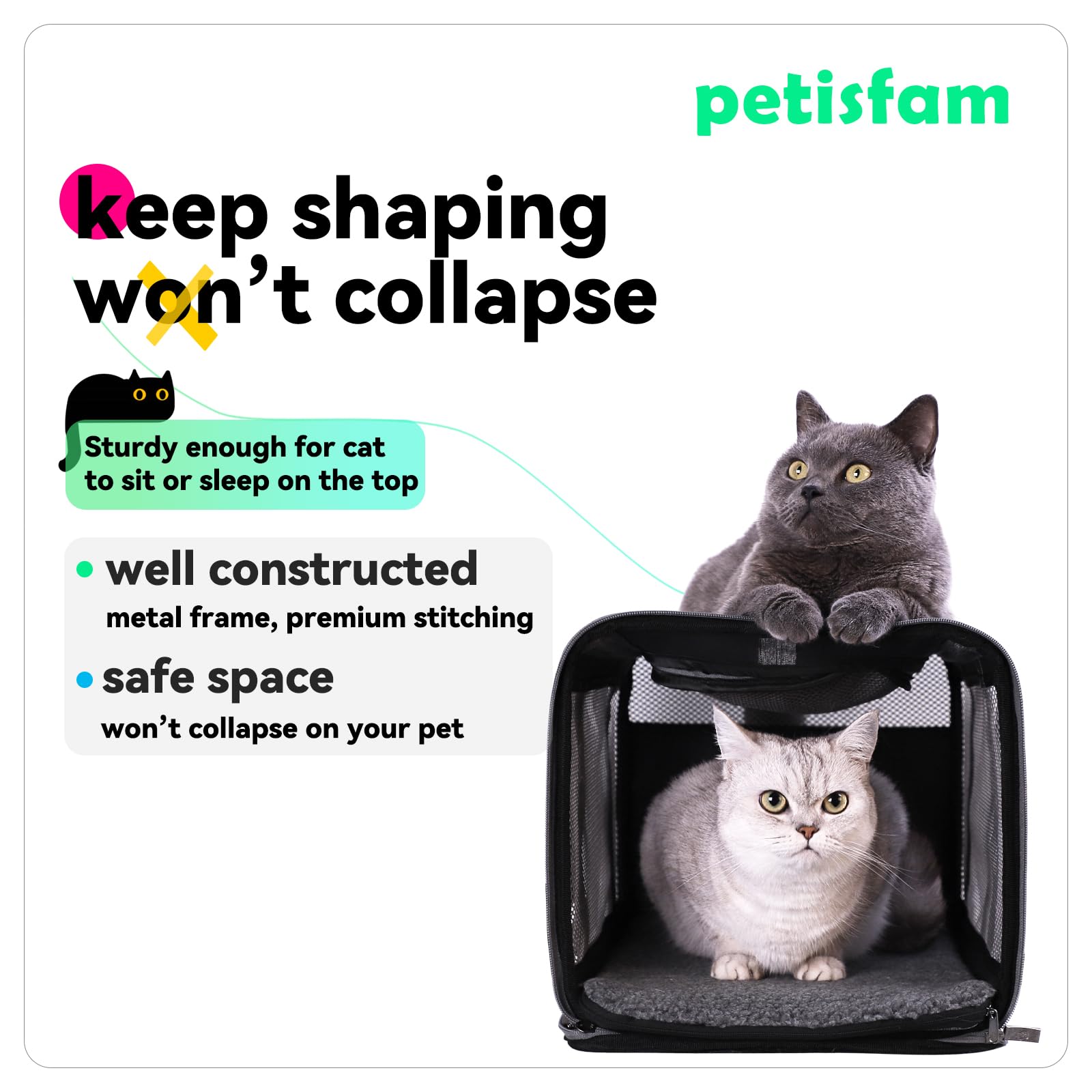 petisfam Easy Load Carrier fleece bed closeup for comfort