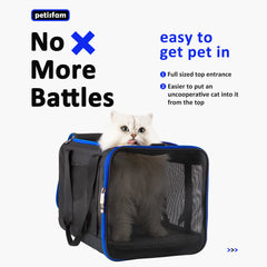 petisfam Easy Load Soft Pet Carrier top-view highlights 360° mesh for airflow