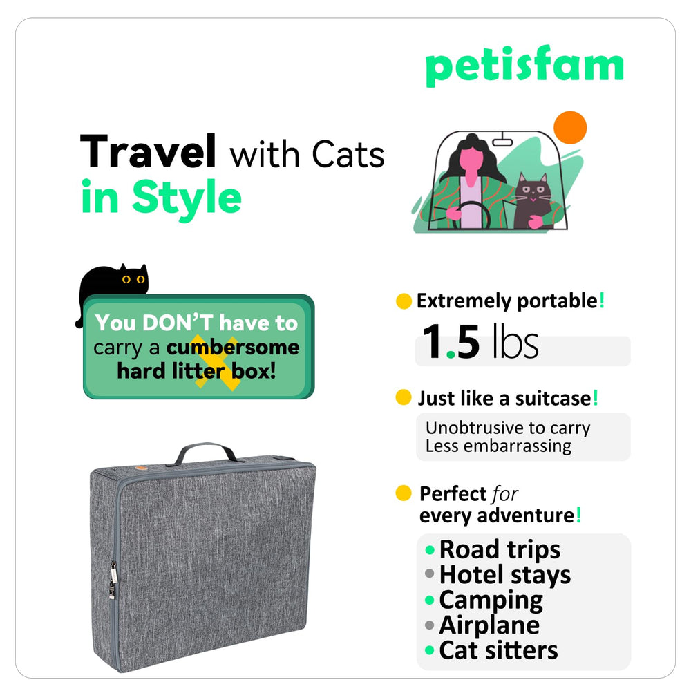 Petisfam foldable litter box folds compactly for storage between trips.