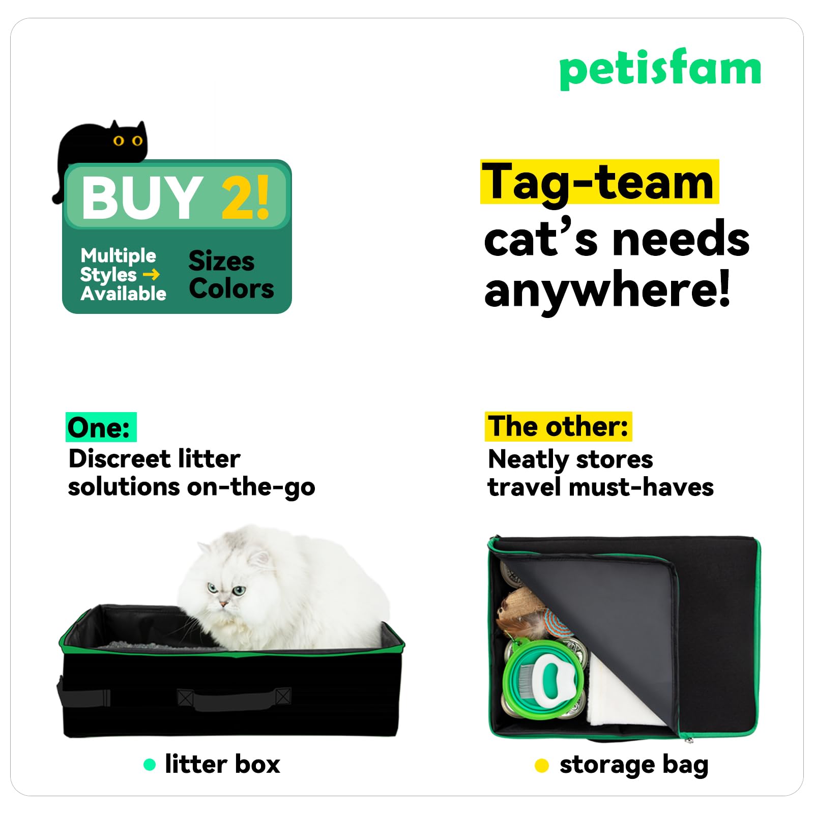 petisfam portable travel litter box lined with bag for simple disposal