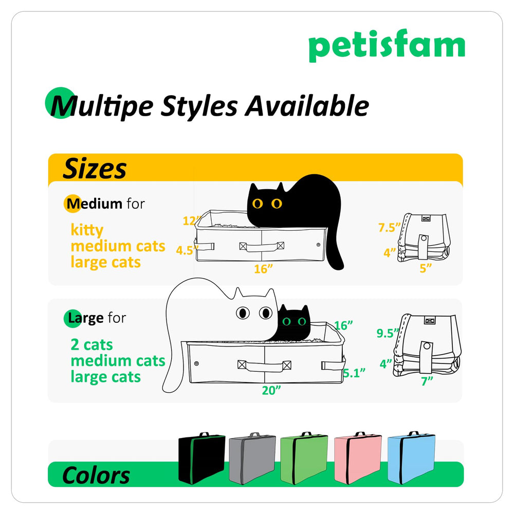 petisfam portable travel litter box carry-handle enables one-handed transport