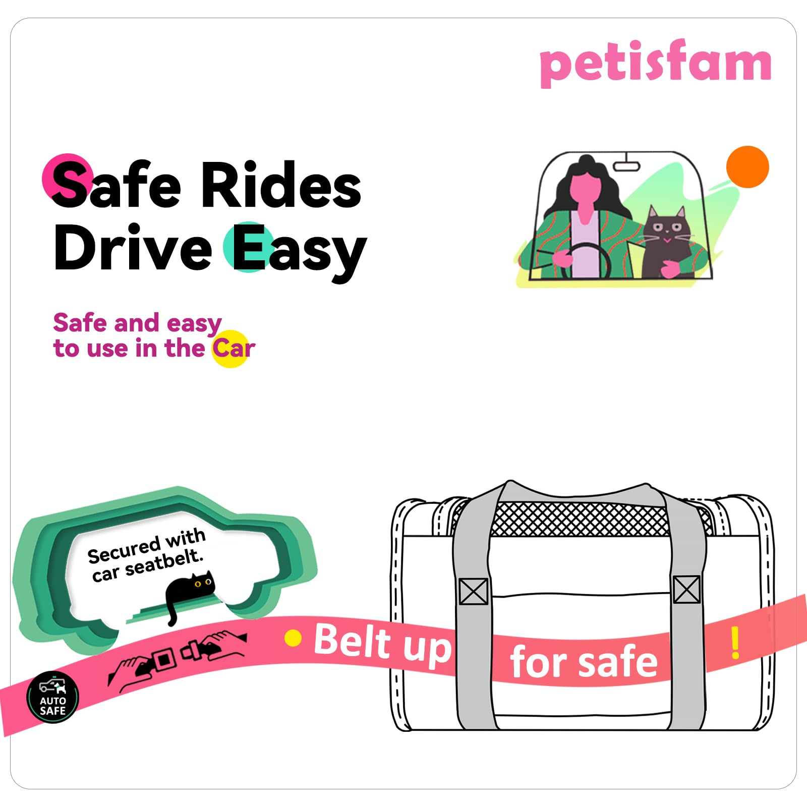 petisfam soft carrier conforms to under-seat dimensions for air travel.