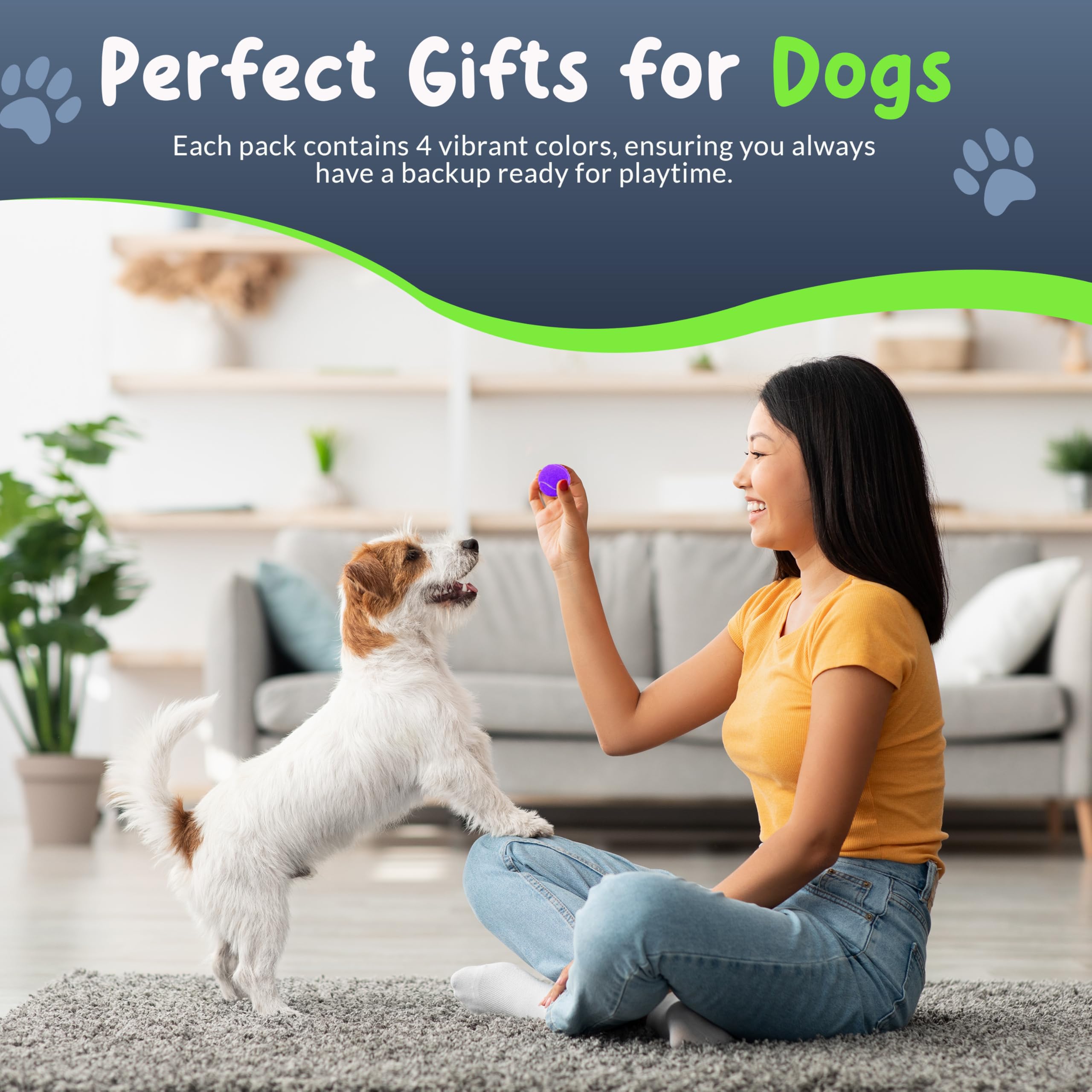 Petite Paws mini tennis ball no squeak air core, quiet indoor play