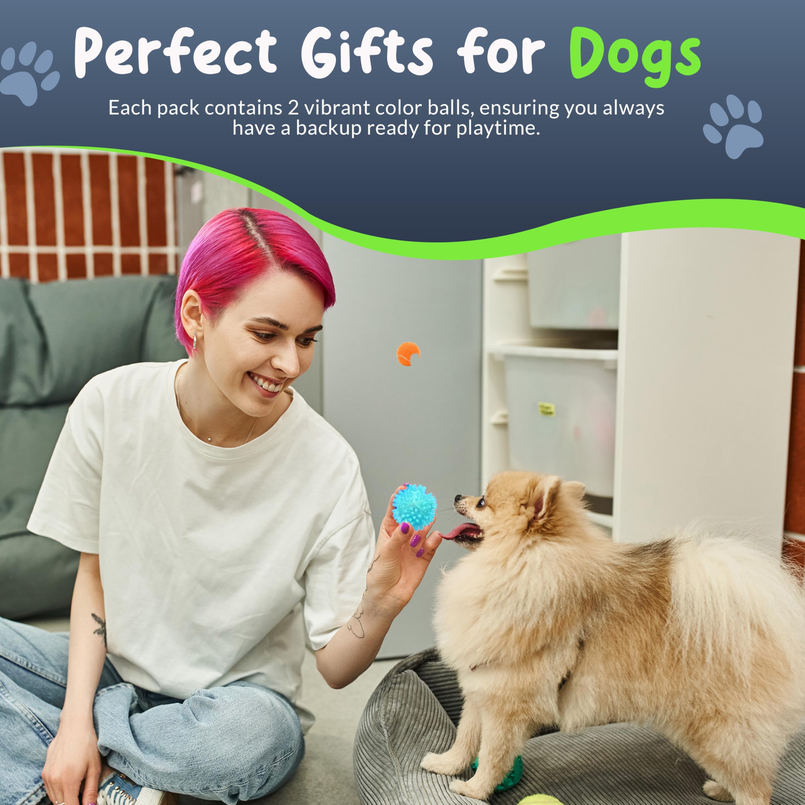 Petite Paws spiky ball 1.8 inch supports indoor and outdoor play
