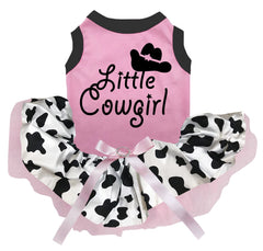 Petitebella Little Cowgirl Dress pink cow print for XX-Large dogs, breathable comfortable wear.