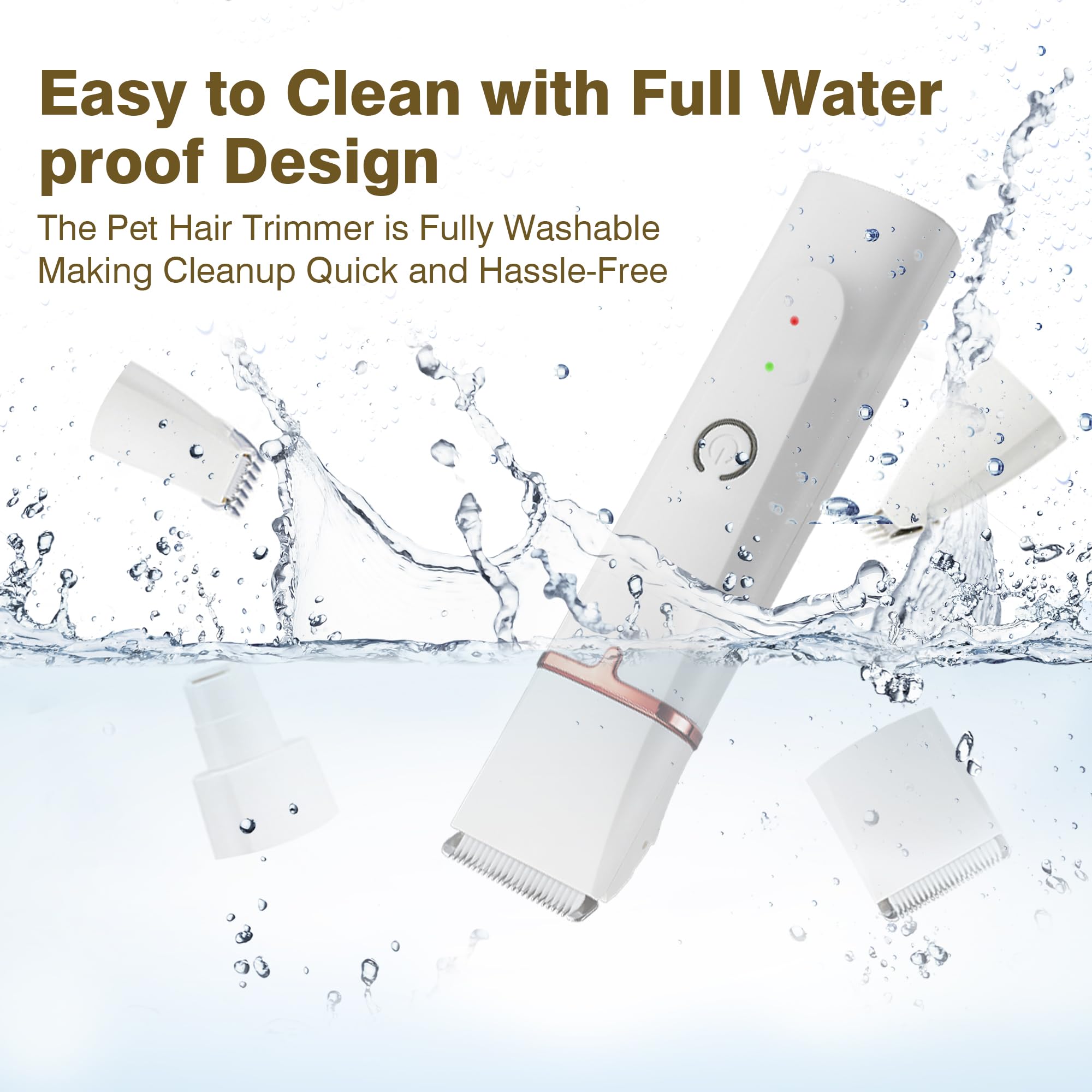 Petium IPX4 waterproof clippers — easy cleaning after grooming.