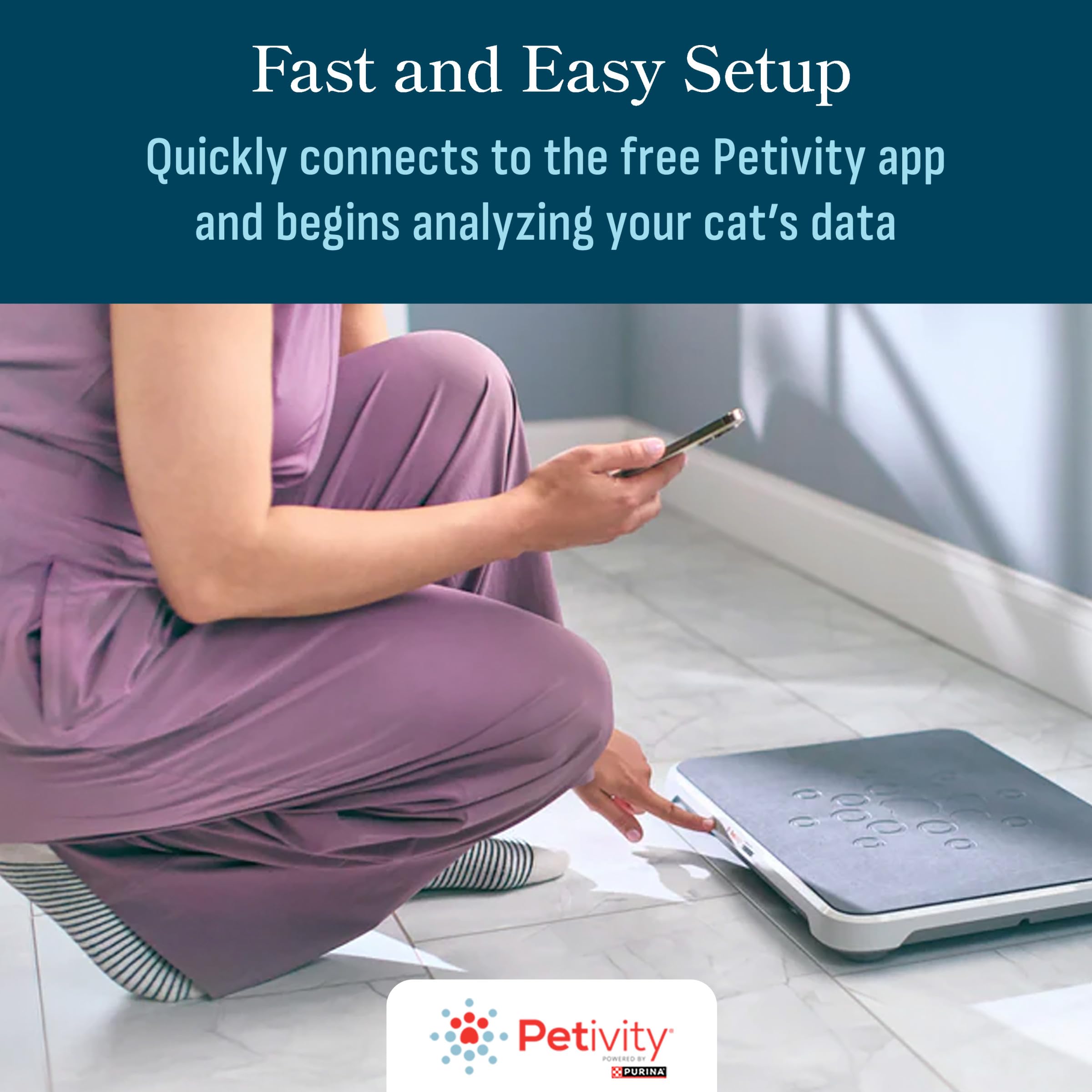 Petivity Smart Litter Box Monitor vet report export option shown.