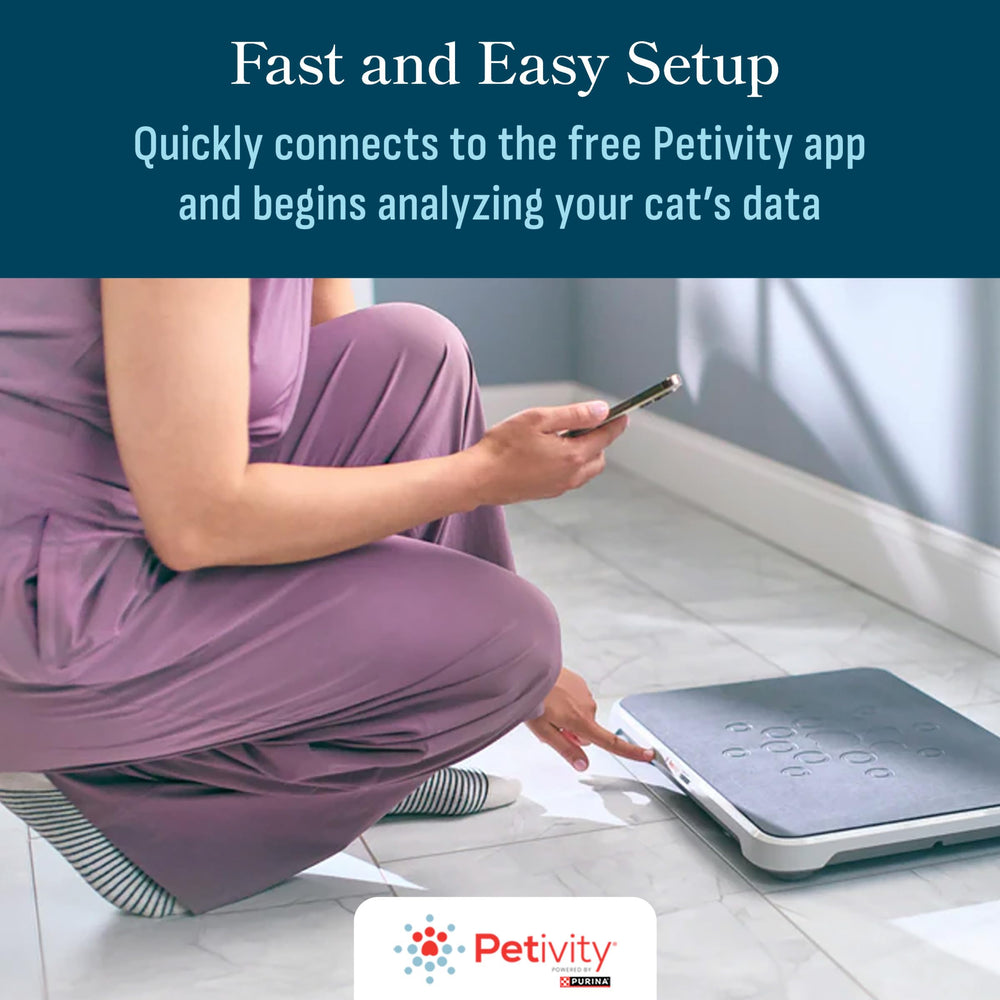 Petivity Smart Litter Box Monitor vet report export option shown.