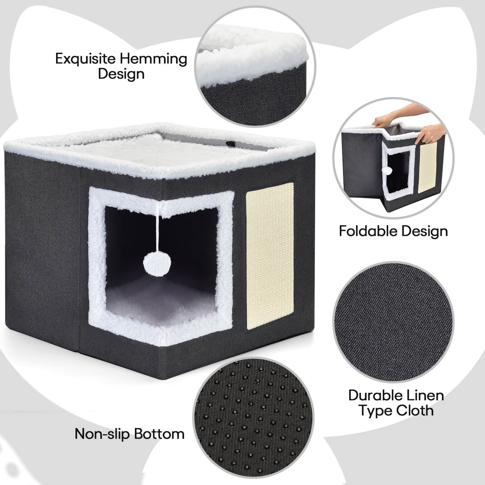 Petizer cat bed scratch board and plush ball for interactive play.
