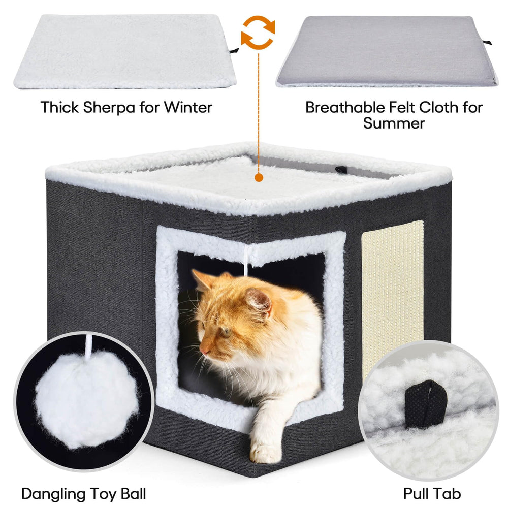 Petizer cat bed spacious cube supports cats up to 20 lbs.