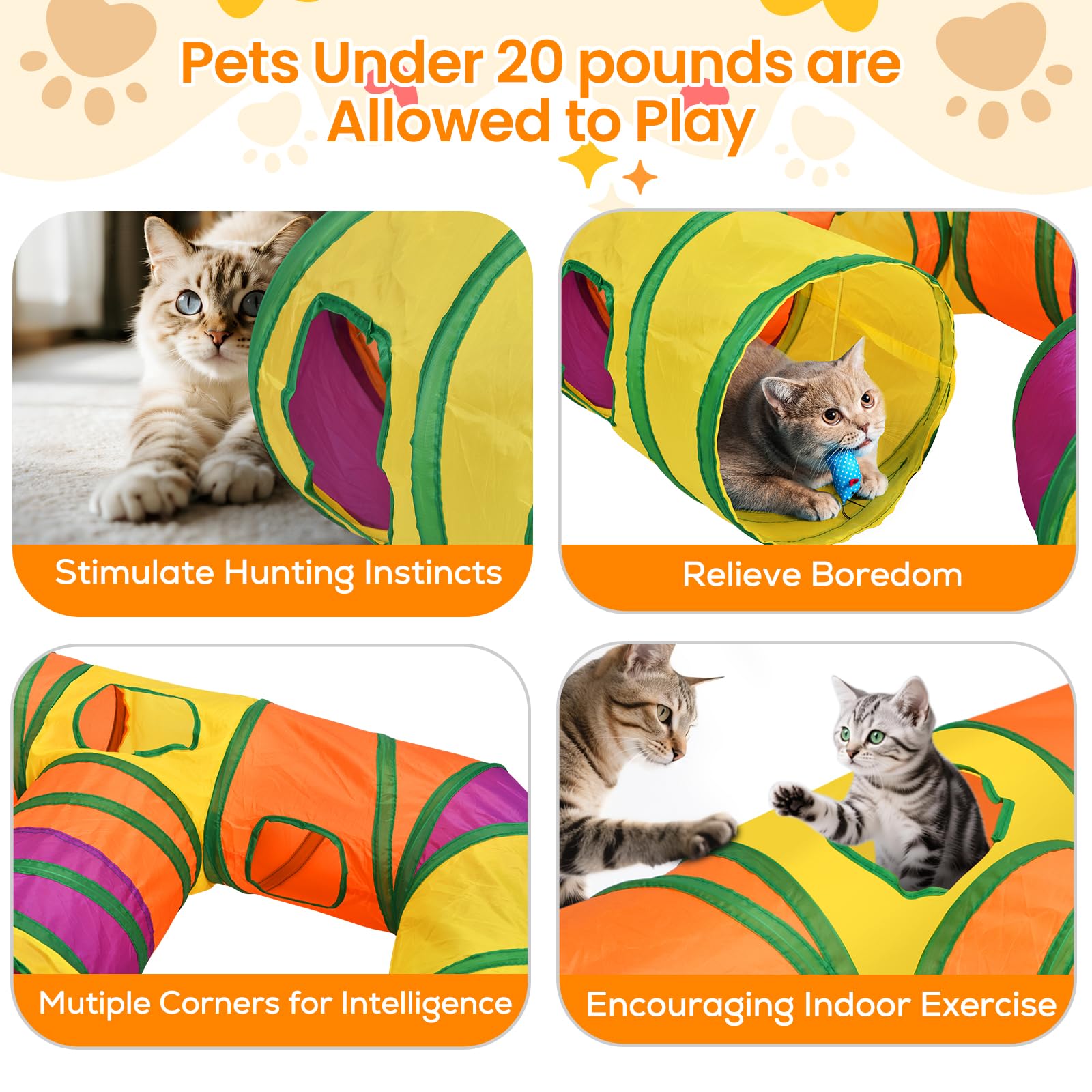 Petizer cat tunnel made of tear-resistant polyester for durable scratching and batting