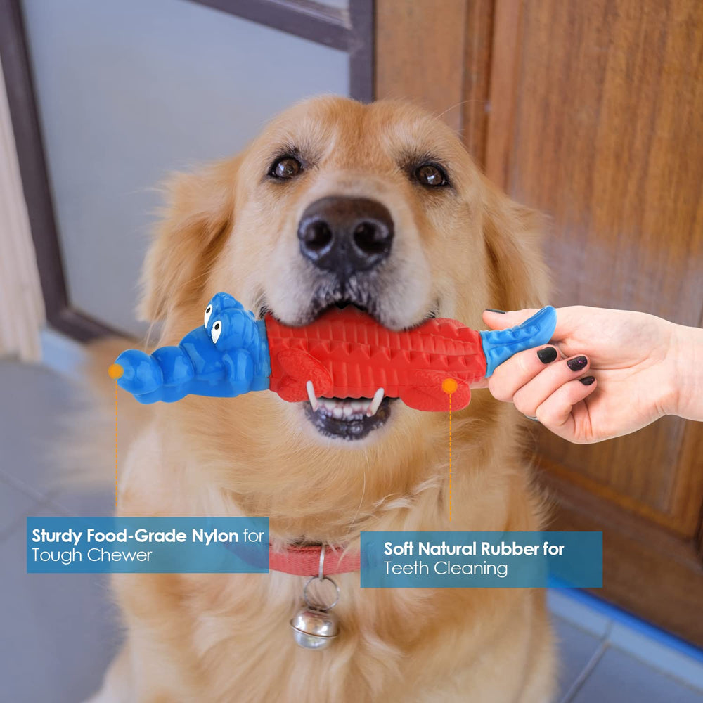Petizer alligator closed-bite design: safer grip and intense chewing.
