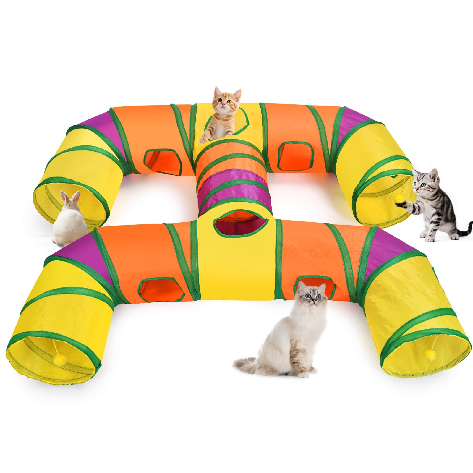 Petizer H-4-Way Cat Tunnel folded for compact storage and quick setup