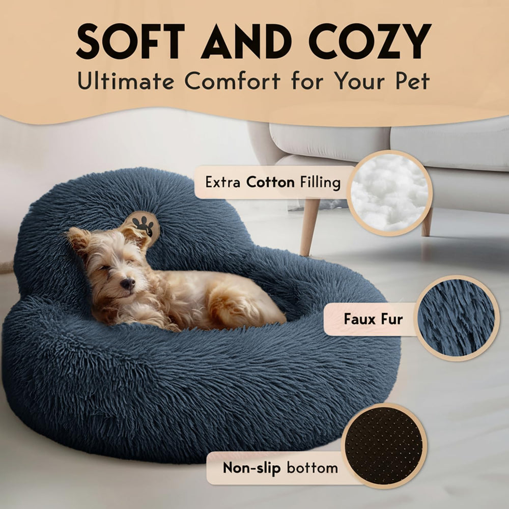 PET JETT Donut Bed with support pillow image underscores head and neck comfort.