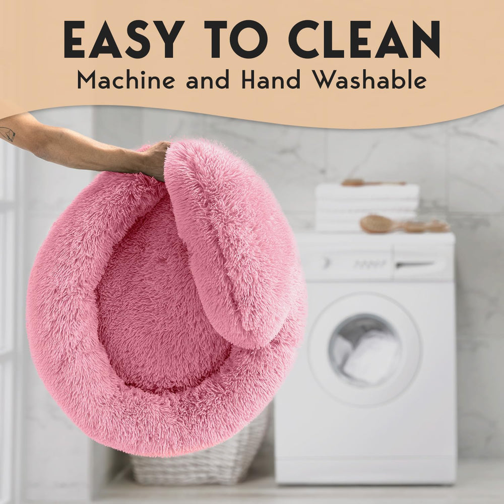 PET JETT machine-washable dog bed demonstrated for easy cleaning.