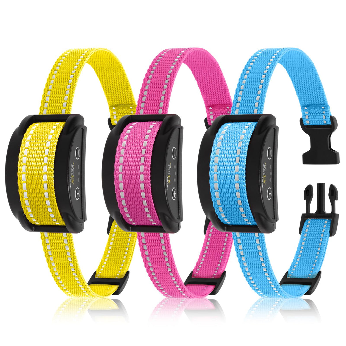 PetJoy dog bark collar activation sequences illustrate progressive training options for calmer daily walks.