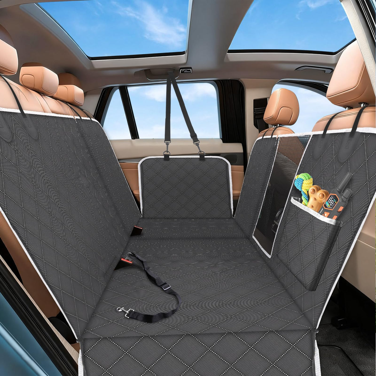 PetJoy five-in-one hammock design protects back seat during road trips with secure, versatile coverage