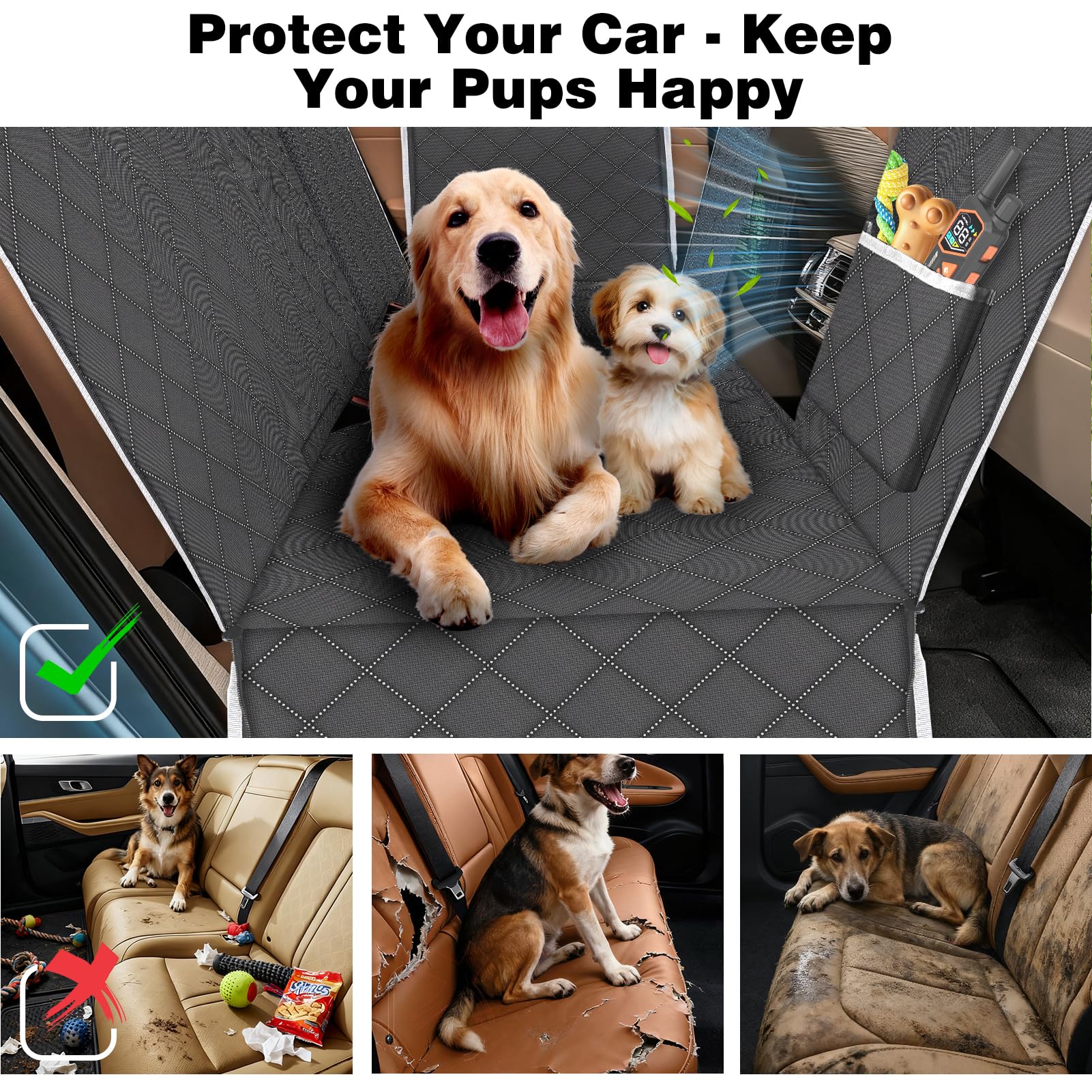 PetJoy ventilation windows improve airflow to help keep dogs calm on car rides