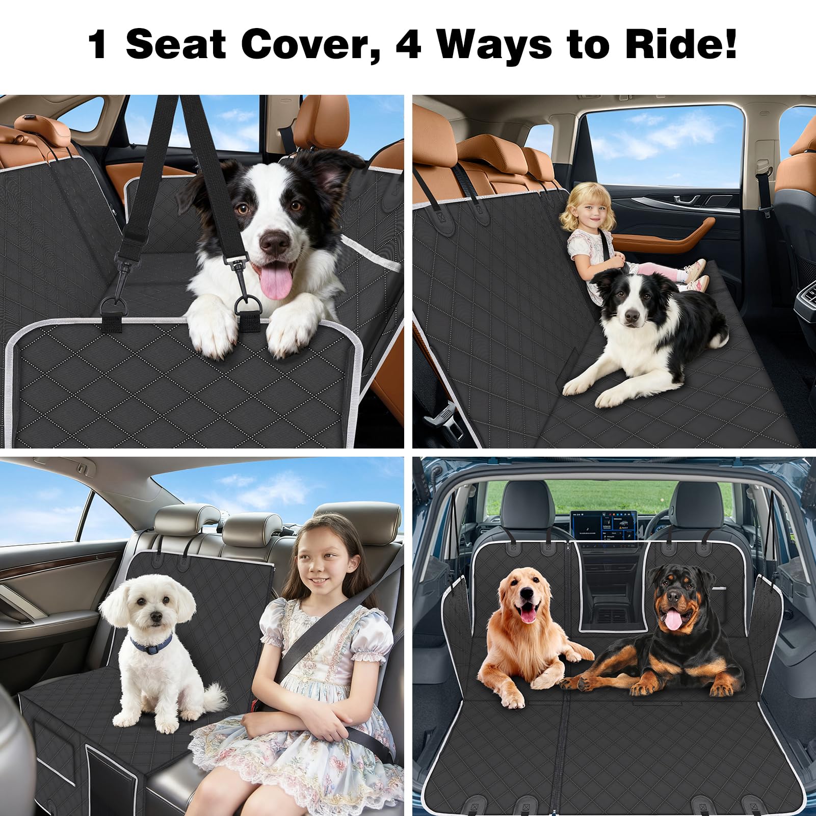 PetJoy 600D Oxford fabric resists claws and spills for durable car protection