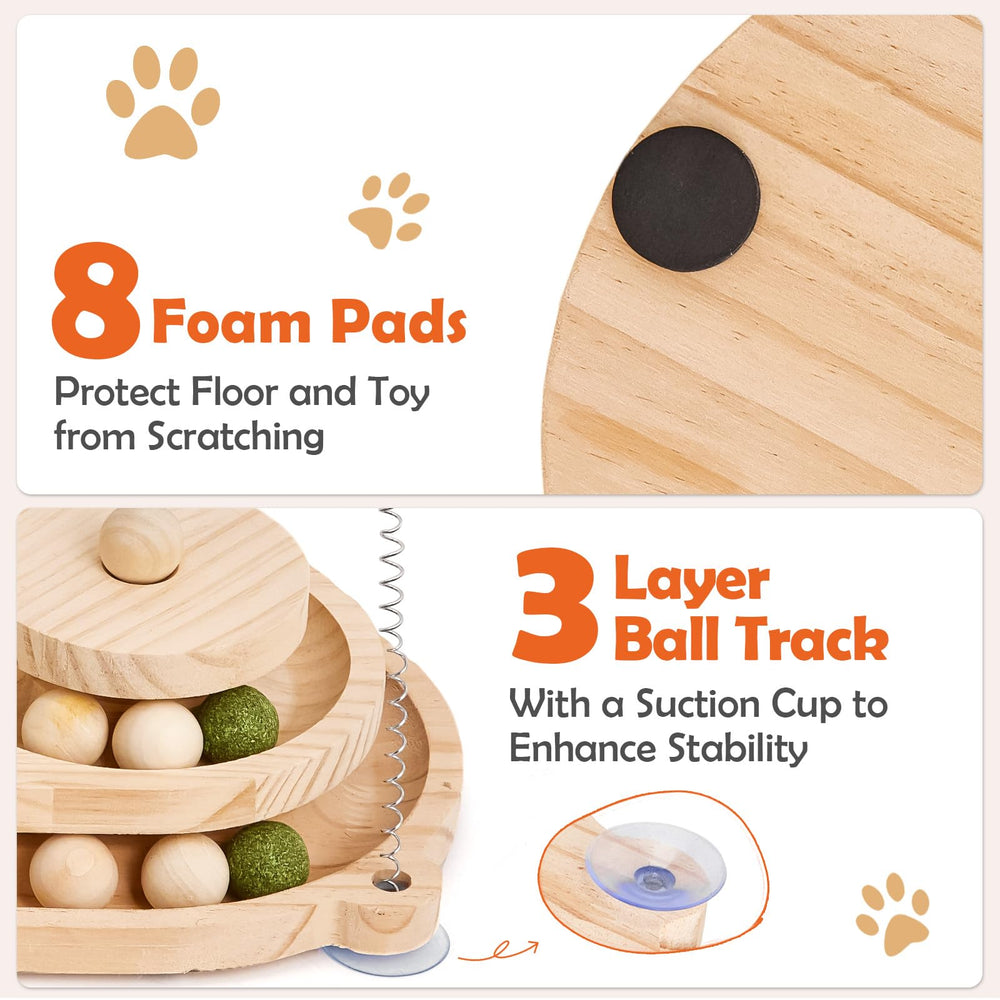 Petjoyi ball-track two-tier promotes active play and engagement for kittens.
