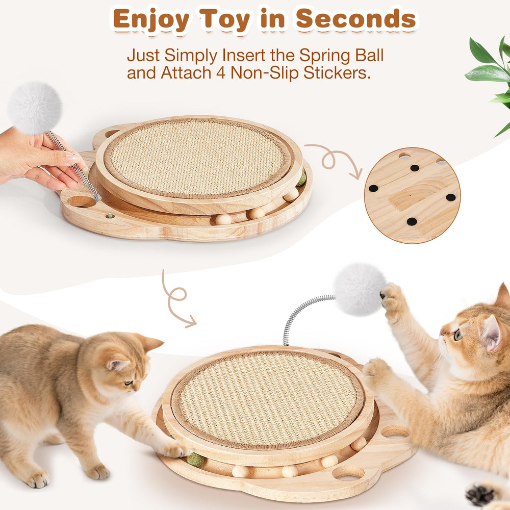 Petjoyi cat scratcher sturdy wood base providing stability