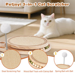 Petjoyi cat scratcher two-tier ball track for batting and chasing