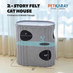 PETKARAY 2-Story Cat House interior setup highlights cozy hideaway and multiple perches