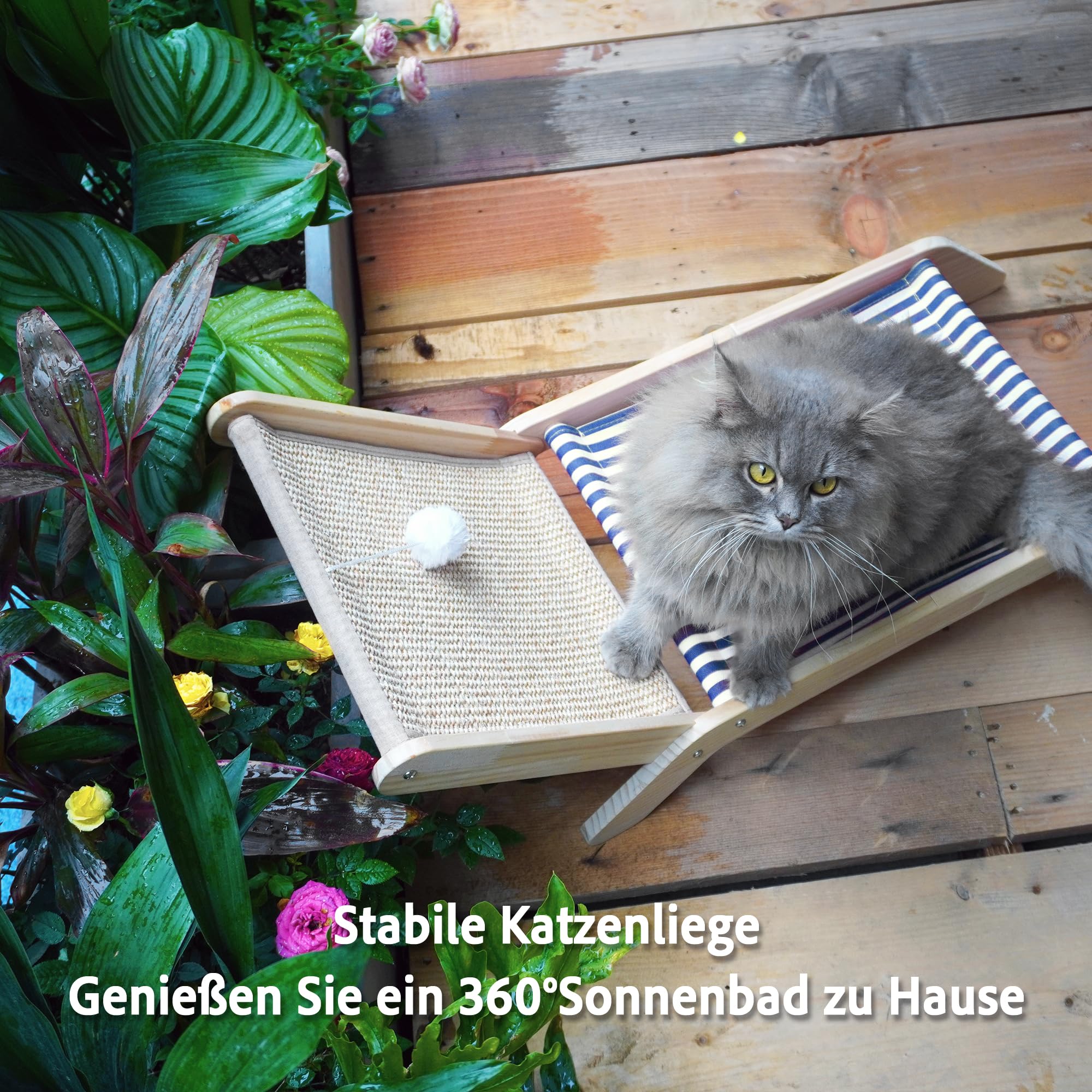 PETKARAY Beach Chair Cat Hammock anti-slip legs enhance safety during use.
